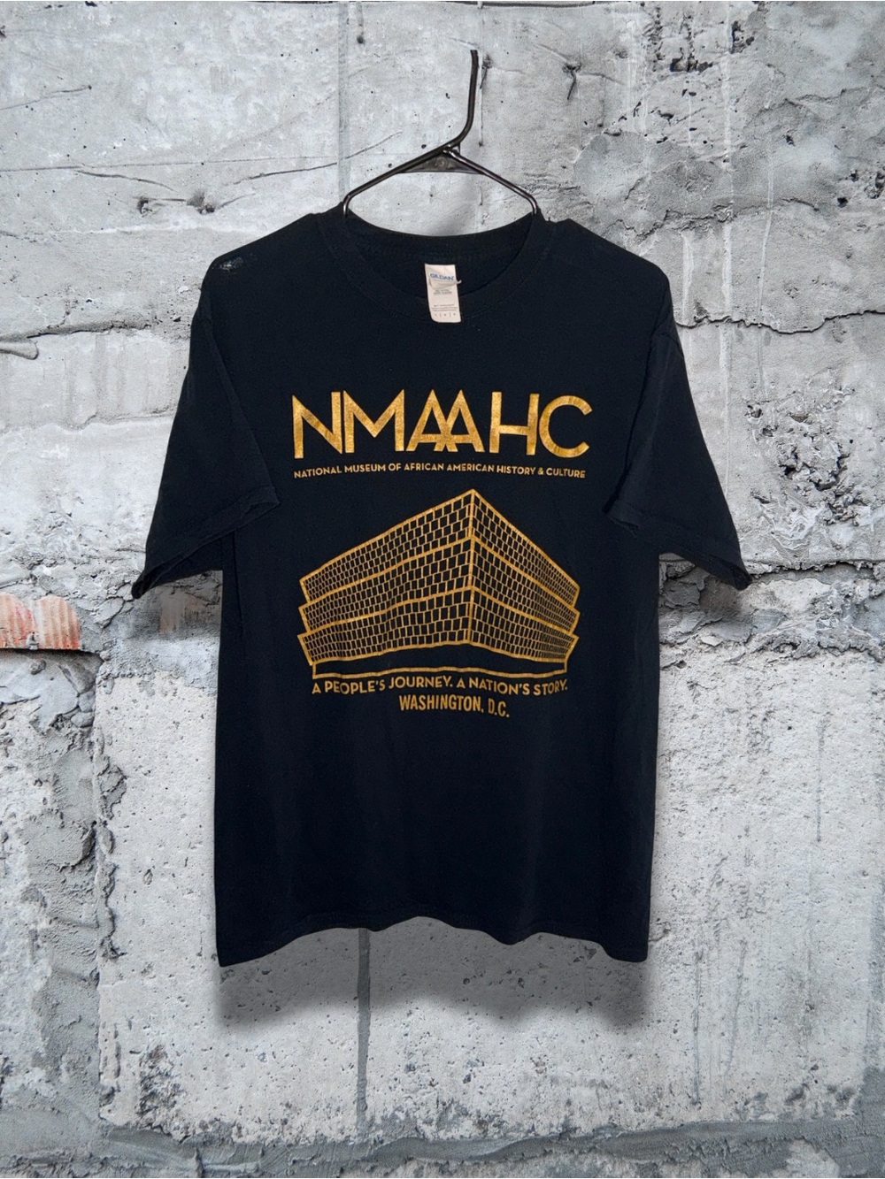Gildan Black T-Shirt with Gold NMAAHC Graphic